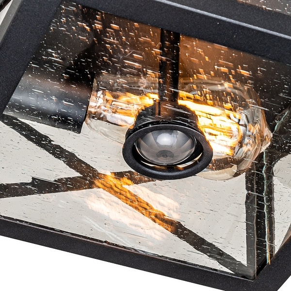 Flush Mount Motion Sensor Outdoor Ceiling Light with Seeded Glass Standard
