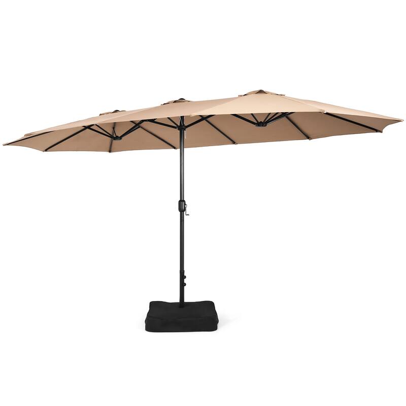 Costway 15FT Double-Sided Twin Patio Umbrella Outdoor Market W/ Crank