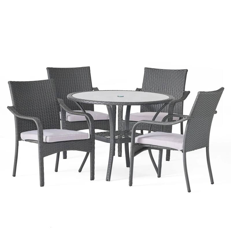 Outdoor Rattan Dining Set with 4 Dining Chairs