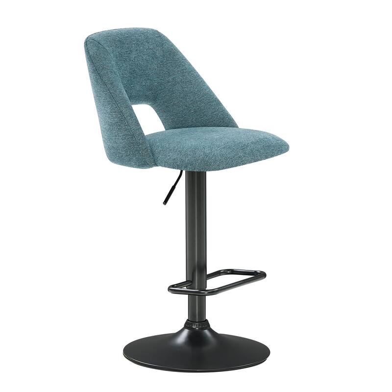 Roundhill Furniture Nuvia Contemporary Adjustable Barstool with Upholstered Swivel Seats, Set of 2