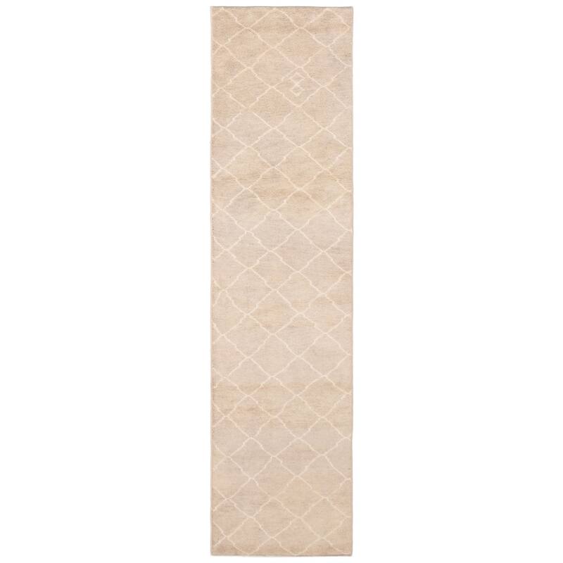 ECARPETGALLERY Hand-knotted Tangier Khaki Wool Rug - 2'11 x 11'9 - Light Khaki - 2'11 x 11'9