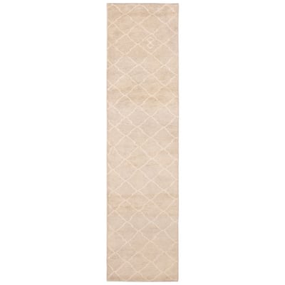 ECARPETGALLERY Hand-knotted Tangier Khaki Wool Rug - 2'11 x 11'9