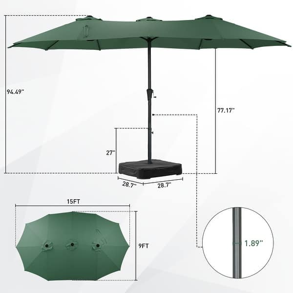 Autlaycil 15 ft Patio Umbrella with Base & 48 LED lights for Outdoor  Umbrella - Bed Bath & Beyond - 43861896