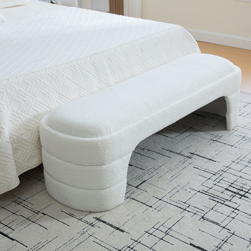 65"W Chenille Upholstered End of Bench ,Entryway Shoe Bench,FootStool Ottoman for Bedroom, Living Room