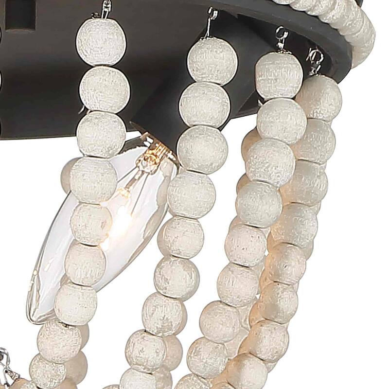 Fidenza 3-light Boho Beaded Flush Mount Ceiling Light Farmhouse Coastal Dome Lighting - 12 inches