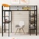 preview thumbnail 2 of 10, Twin Size Loft Metal Bed with 3-Layer Shelves and Desk , Stylish Frame with Whiteboard for Study and Storage