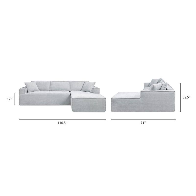Brenley 110.5" Sofa-in-a-Box Chenille Upholstered Frameless 2-Piece Sectional Sofa
