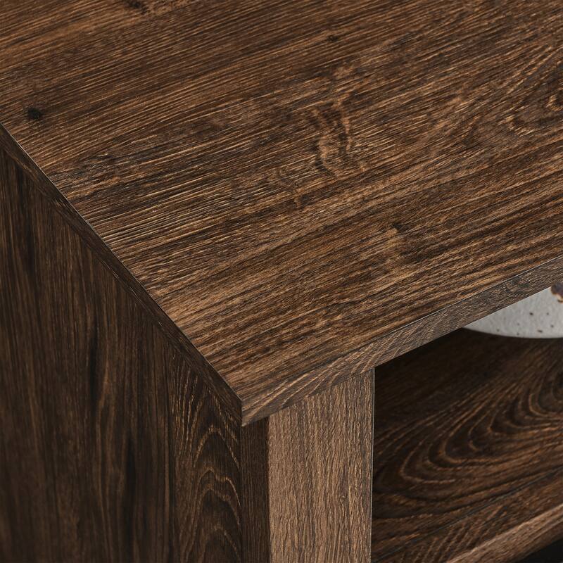 60 Inch Electric Fireplace TV Stand, Dark Rustic Oak Finish, Remote