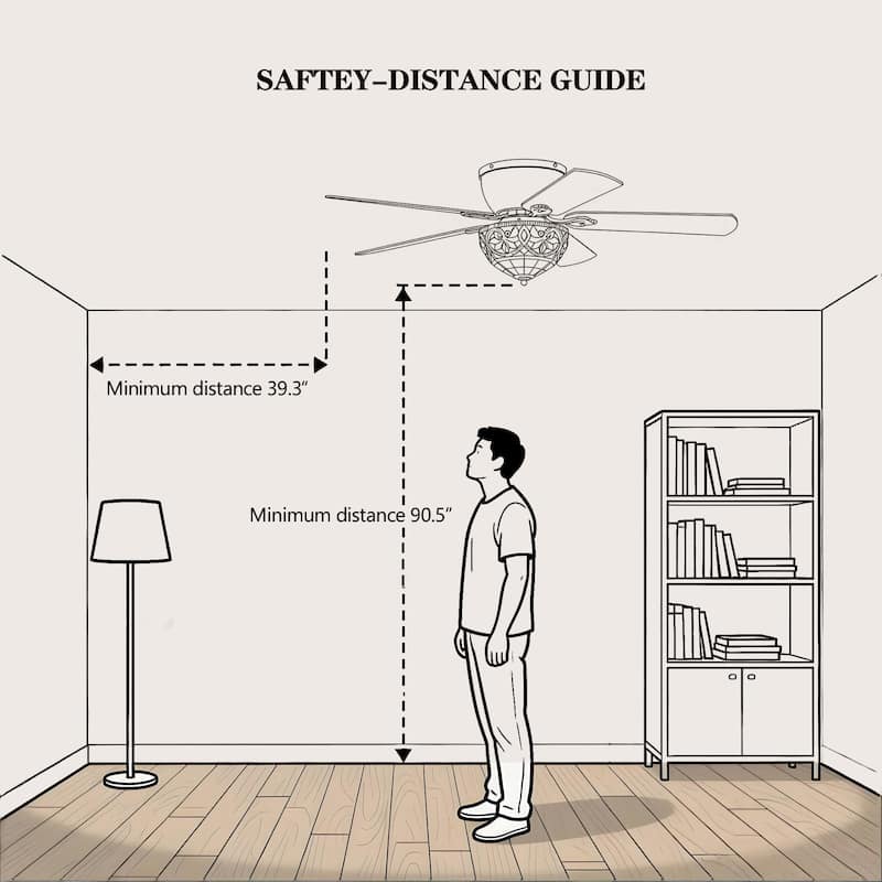 Peacoo 52-Inch Flushmount Lighted Ceiling Fan Ivory Leaf Berry Tiffany Glass Lamp Black Finish