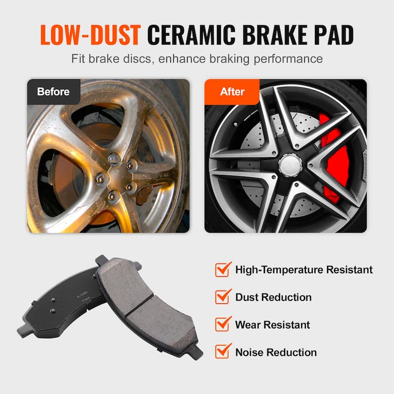 Front and Rear Brake Kit Drilled and Slotted Brake Rotors Ceramic Brake Pads Replacement
