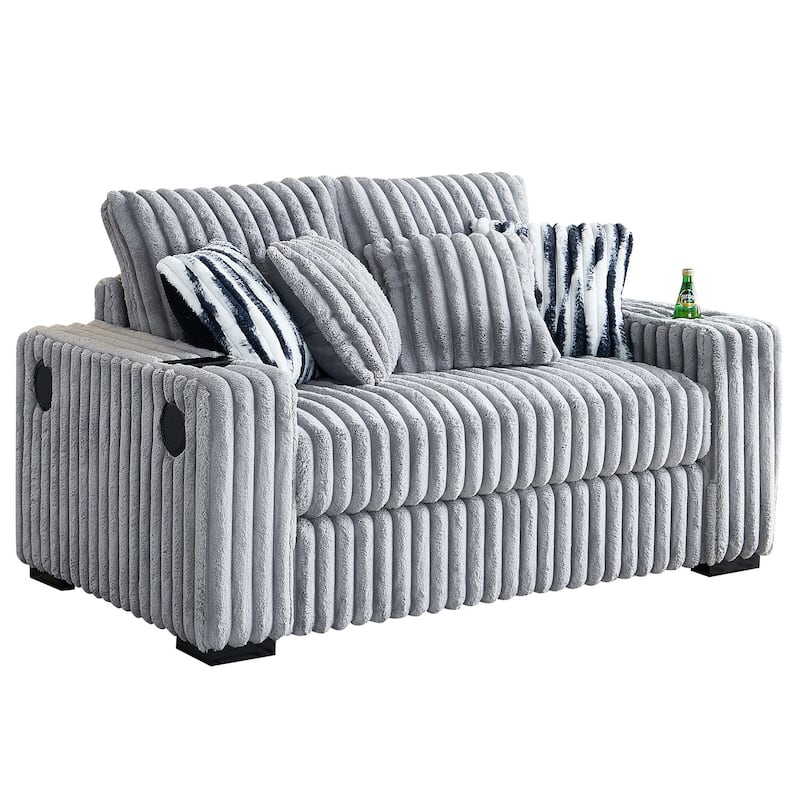Loveseat Recliner Sofa, with Ottoman and Cushions, 4 Pillows Tufted Couch wCup Holder & Wireless Charger Lounge Couch