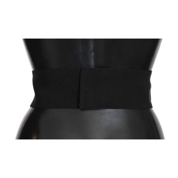 Shop Dolce Gabbana Black Stretch Leather Waist Wide Women S Belt 80 Cm 32 Inches Overstock 28895415