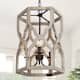 Modern Farmhouse 3-Light Antique Wood Cage Chandelier for Dining Room - 14" D x 20" H