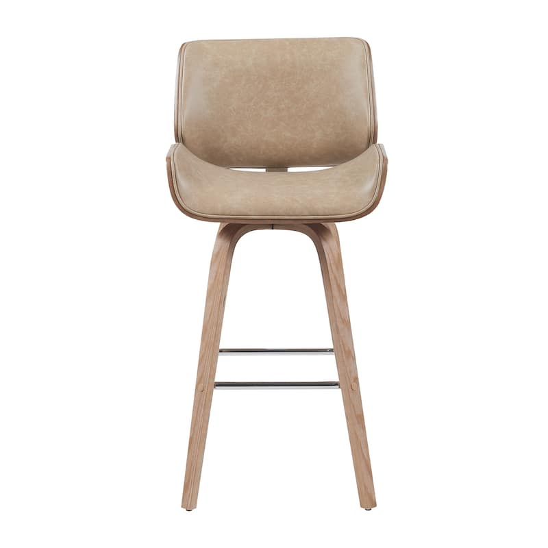 Tyler Mid-Century Swivel Bar Stool, Upholstered Counter Height Chair with Bentwood Legs