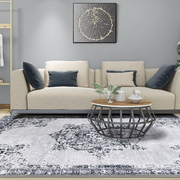slide 2 of 27, Superior Alsten Printed Non-Slip Indoor Area Rug 4' x 6' - Grey