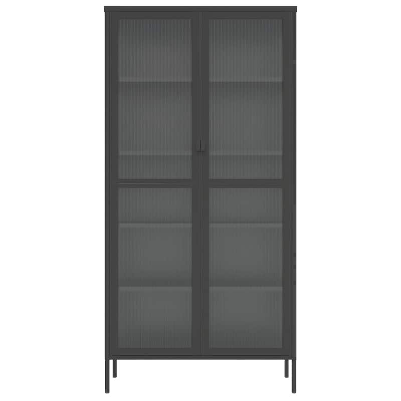vidaXL Highboard Black 33.5"x15.7"x70.9" Glass and Steel
