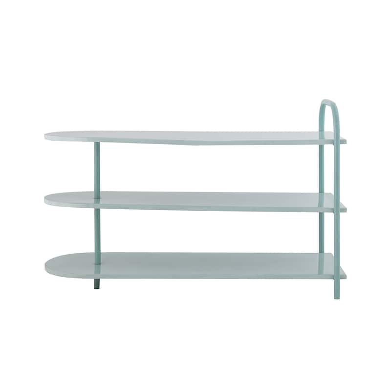 happimess Modern 24" 9-Pair 3-Tier Iron Curved Decker Shoe Rack