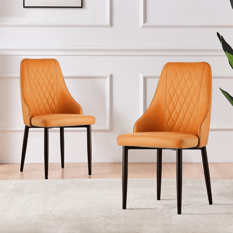 Faux Leather Upholstered Dining Chairs Set of 2 - 35.63"H x 17.72"W x 17.32"D