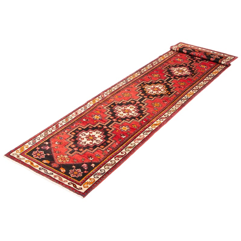 ECARPETGALLERY Hand-knotted Anadol Red Wool Rug - 3'3 x 13'1
