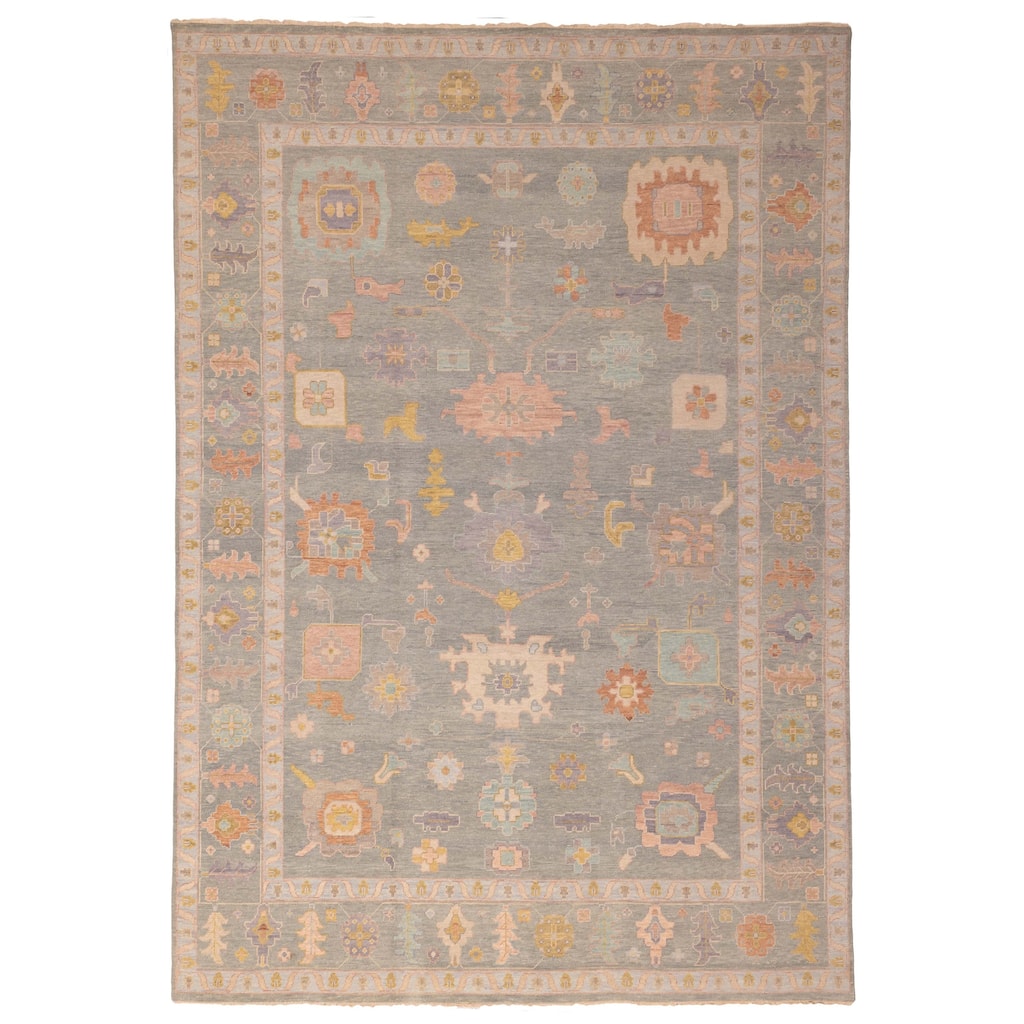 ECARPETGALLERY Hand-knotted Modern Oushak Sage Wool Rug - 9'8 x 13'9