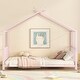 preview thumbnail 10 of 13, Twin Size Metal House-shaped with Support Slat, Platform Bed with Shelf for Bedroom, Safe for Kids, Easy to Assemble, White