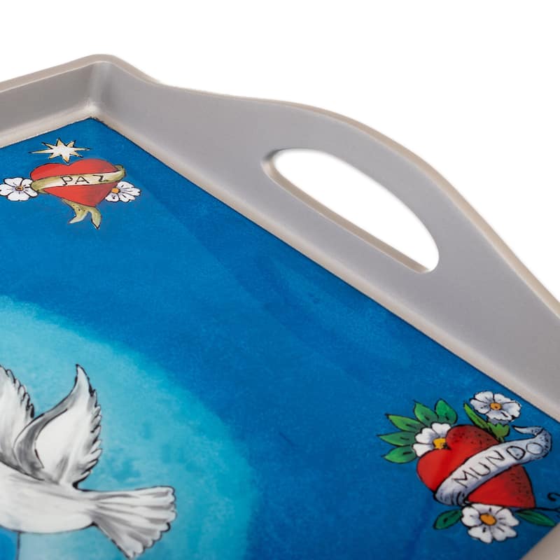 Novica Handmade Peaceful Creation Reverse-Painted Glass Tray