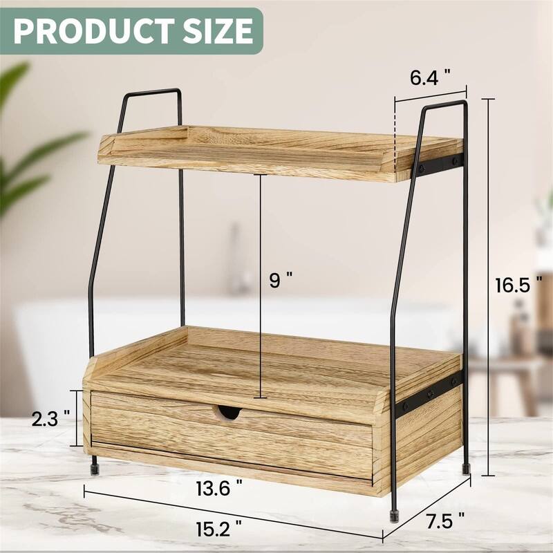 2-Tier Countertop Organizer - 7.5"D x 15.2"W x 16.5"H