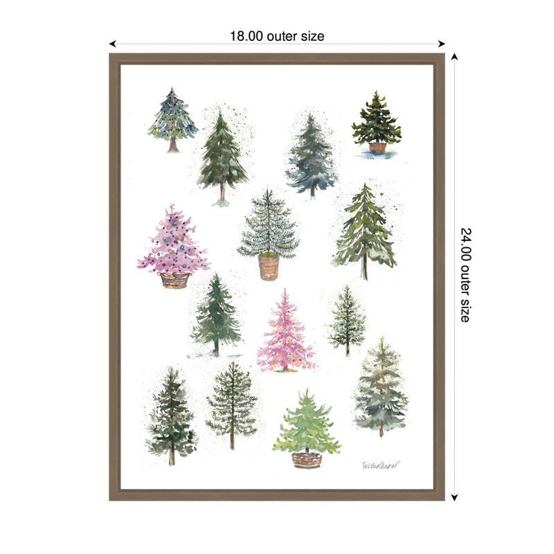 Kate and Laurel Framed Canvas 12 Tiny Holiday Trees by Patricia Shaw