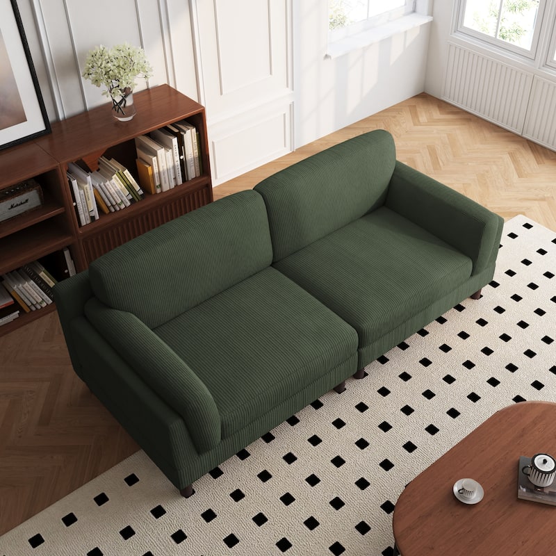 90" Oversized Corduroy Living Room Sofa With Reversible Cushions