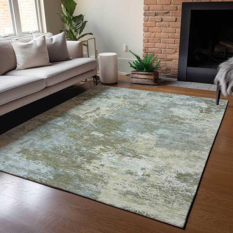 Machine Washable Indoor/ Outdoor Chic Modern Chantille Rug