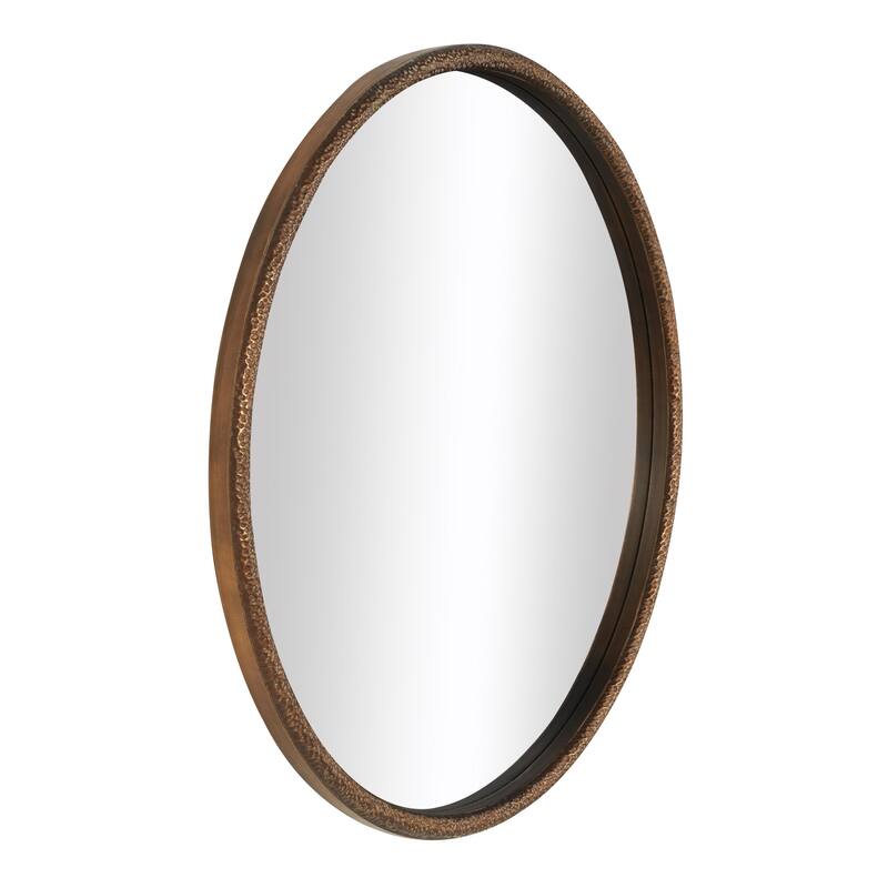 Resin Weathered Spotted Wall Mirror with Hammered Texture - Brown or Copper - Roche River Decor