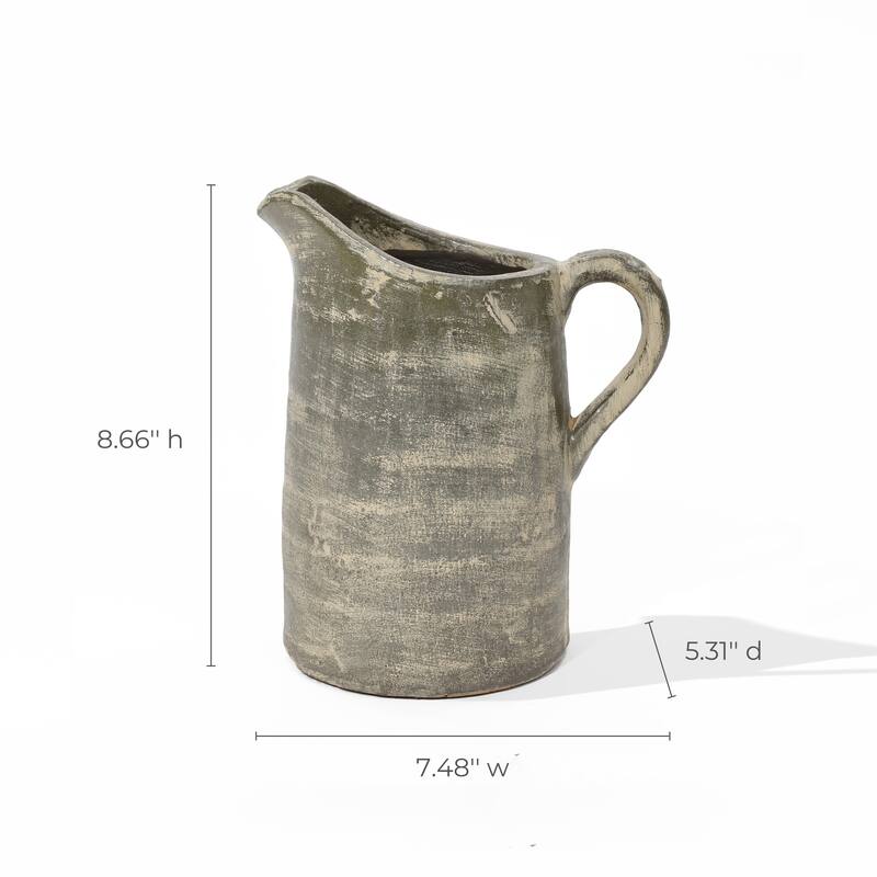 Rustic Farmhouse Brown Pitcher Terracotta Vase