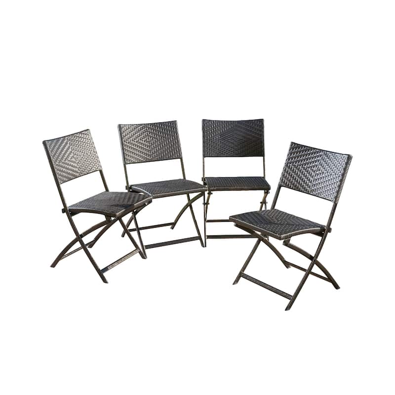 El Paso Outdoor Brown Wicker Folding Chair (Set of 4) by Christopher Knight Home