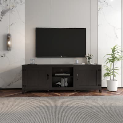 Wood Contemporary TV Stand Media Console with 4 Drawers & Faux Marble Top - 15.35 x 70.08 x 24.80