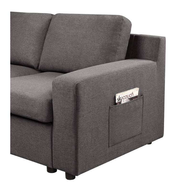 Cas Right Facing 7 Seater U Shaped Sectional Sofa Chaise, Pocket, Gray