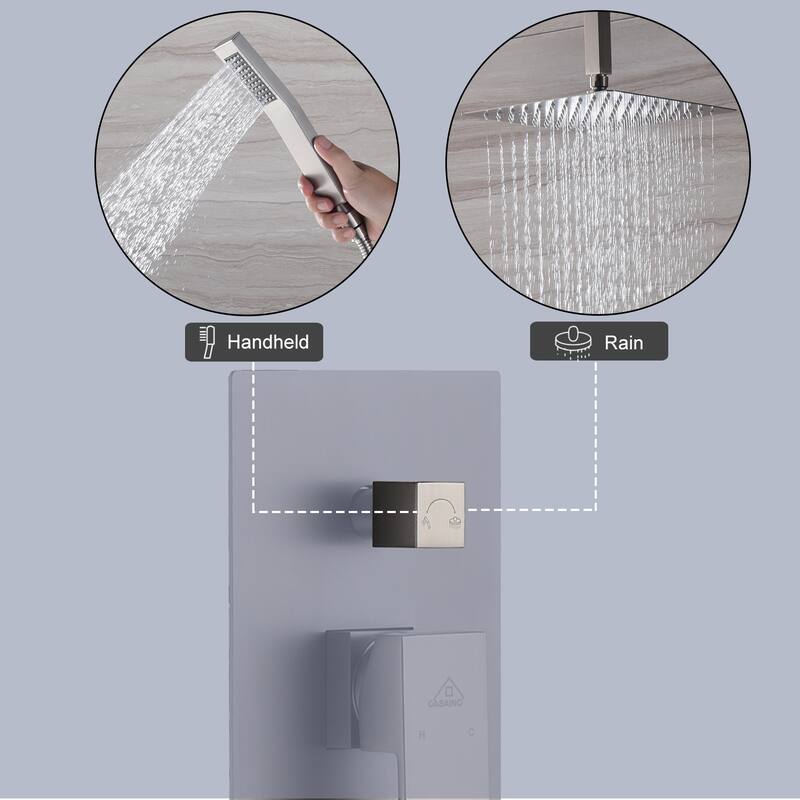 2 Function 10-inch Ceiling Mount Dual Shower Heads Shower System With Sliding Rod Shower Hand