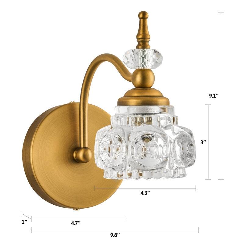 CO-Z 1 Light Vintage Vanity Light Fixture with Flower Glass Shade
