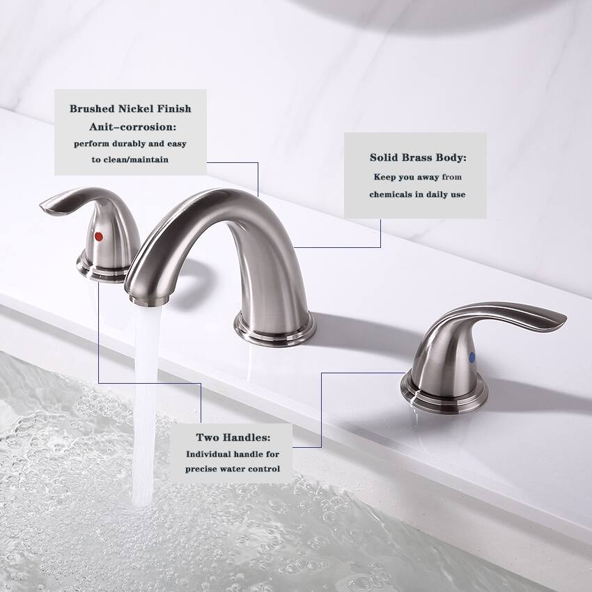Modern 2 Handle Waterfall Bathroom Sink Faucet with Pop Up Drain Assembly and Lead Free Supply Hose, Aerator, Water Saving