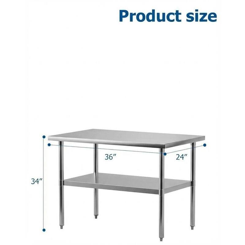 Heavy Duty Stainless Steel Work Table, with Adjustable Undershelf
