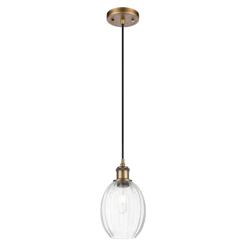 Innovations Lighting Endless Possibilities Ballston - Preston - 1 Light 6" Bulb Shade Cord Hung Mini Pendant - Clear/Brushed Brass