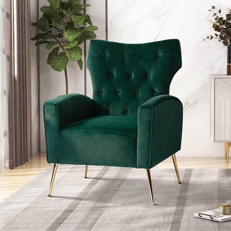 Abadiana Accent Tufted Chair with Metal Base by HULALA HOME