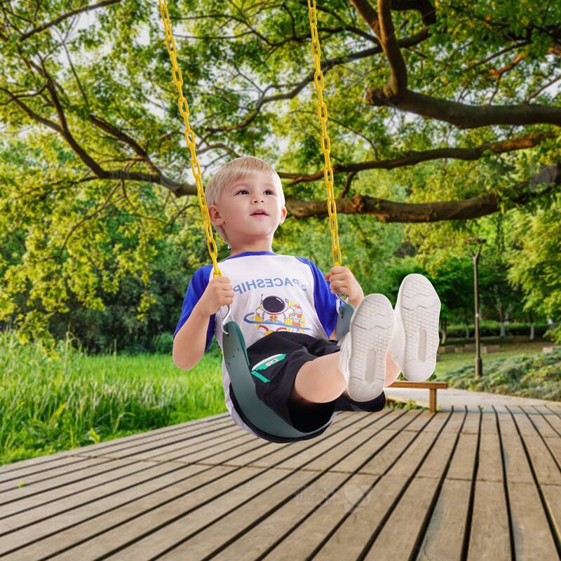 2 Pack Green Kids Outdoor Swing with EVA Seat with Heavy Duty Chains Safe for Playgrounds and Backyard - 25.98 x 5.51 x 0.47 in