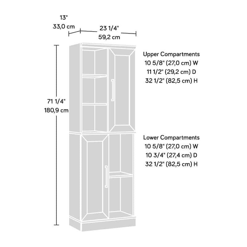 Wood Storage Cabinet with Versatile Storage, Brown - 23.31"W x 12.99"D x 71.42"H