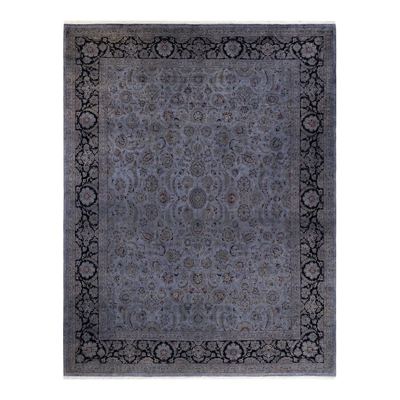 Overton Hand Knotted Wool Vintage Inspired Modern Contemporary Overdyed Gray Area Rug - 8' 1" x 10' 5"