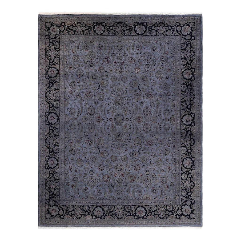 Overton Hand Knotted Wool Vintage Inspired Modern Contemporary Overdyed Gray Area Rug - 8' 1" x 10' 5"