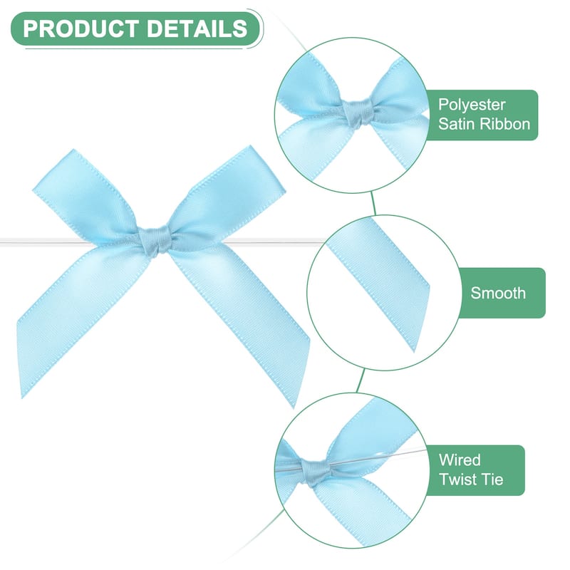 50-Pack Satin Ribbon Twist Tie Bows 2.4x2.8" Bow Twist for Craft