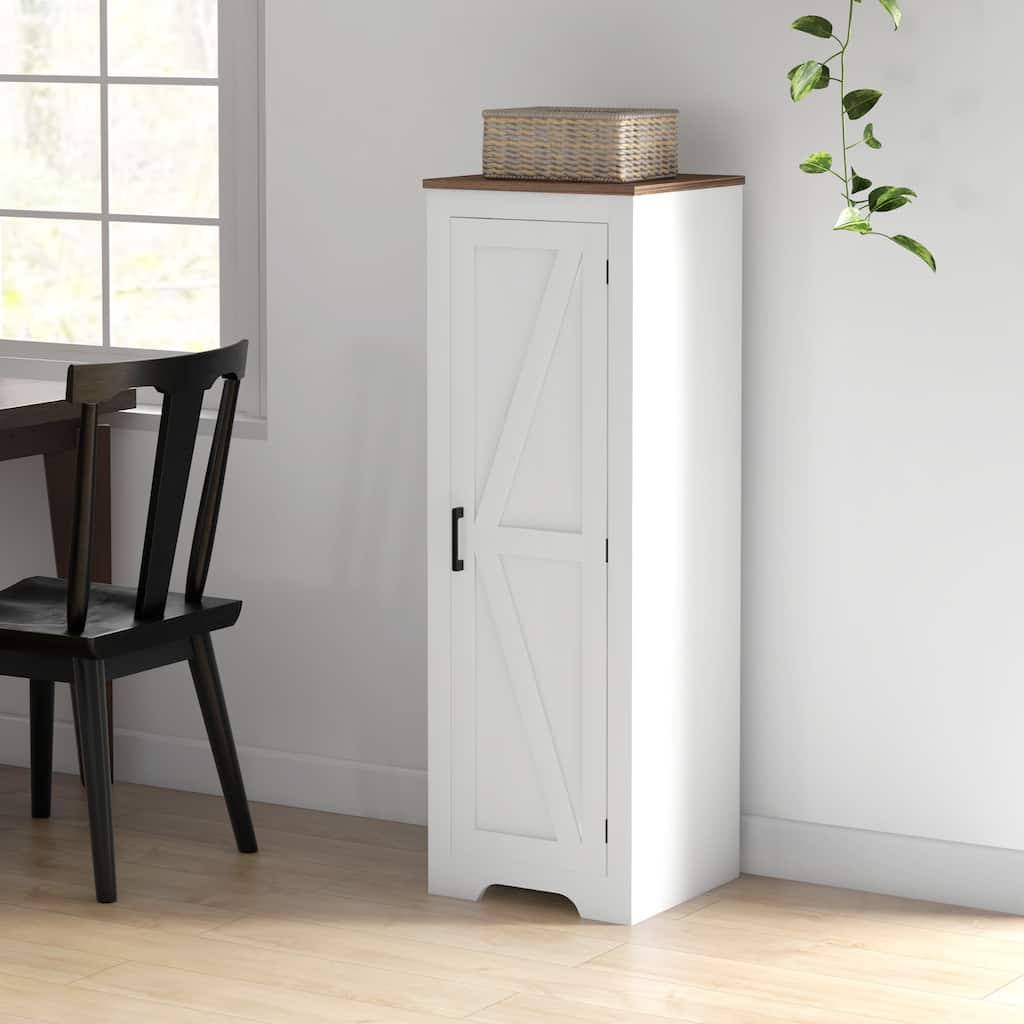 Farmhouse Storage Cabinet with Barn Door and Adjustable Shelf