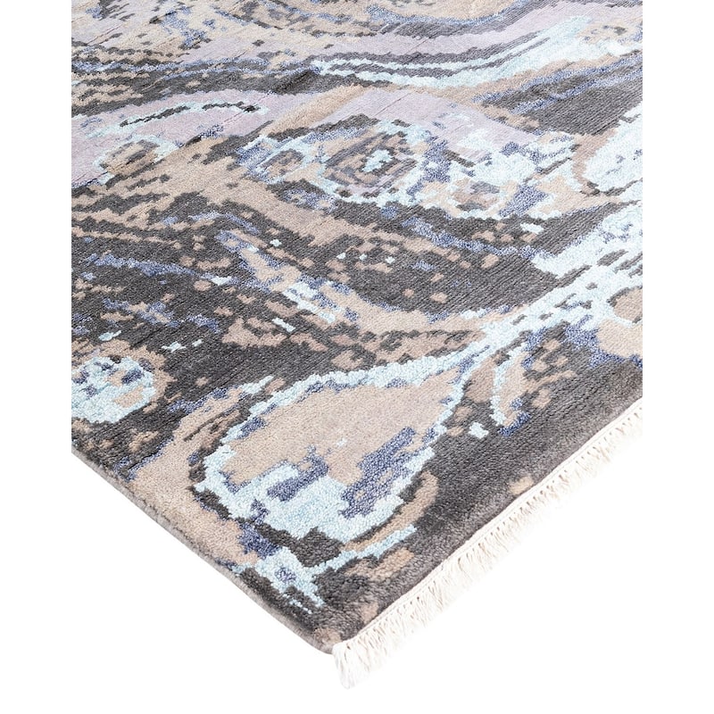 Ikat One-of-a-Kind Hand-Knotted Area Rug - Gray, 8' 3" x 10' 3" - 8' 3" x 10' 3"