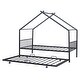preview thumbnail 17 of 82, Twin/Full Size Metal House Bed with Twin Size Trundle, Playhouse Bed Montessori Bed House Platform Bed with Roof Frame for Kids