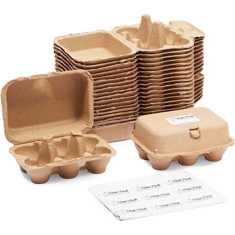 Half Dozen Egg Cartons with 25 Labels (Brown, 20 Pack) Bed Bath